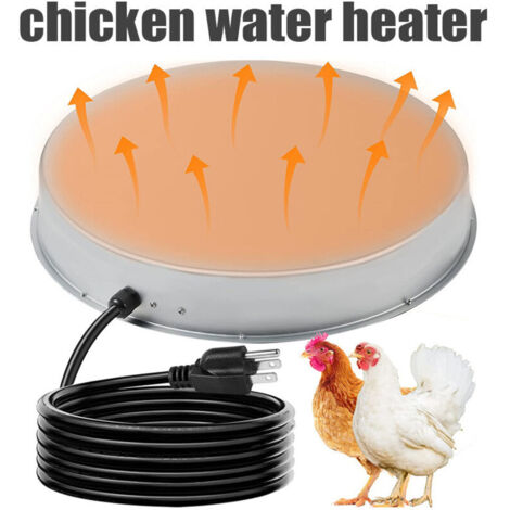 Chauffe-eau pour volailles 65W Chauffe-eau pour volailles 12/15in pour fontaine à volailles en métal et plastique Chauffe-eau pour volailles avec thermostat et cordon d'alimentation de 7.3ft-- (1/5)