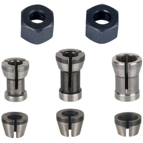 Mandrin de Fraiseuse - Lot de 8, Collet Mandrin Affleureuse (6 mm, 6.35 mm, 8 mm), Pince de Serrage Defonceuse, Adaptateurs de Pince (1/5)
