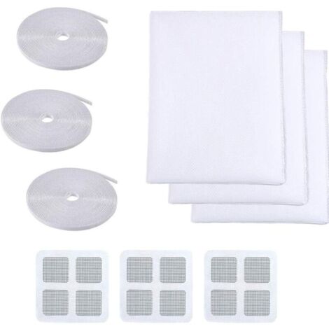 Moustiquaires pour Fenêtre, Moustiquaire Filet, 3 Pièces 150 cm x 200 cm Protection Contre Les Insectes pour Fenêtre Moustiquaire pour Fenêtre, Kit de Protection Anti Moustique (Blanche) (1/5)