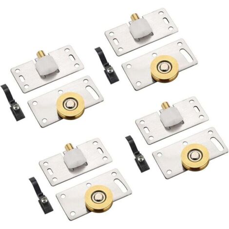 4 Paires Roulettes de Porte Coulissante Placard la Porte Poulie Coulissante, Meubles Roues Coulissante Guides Roulements à Bille Coulissant Pièces pour Placard, Armoire, Cabinet (1/4)