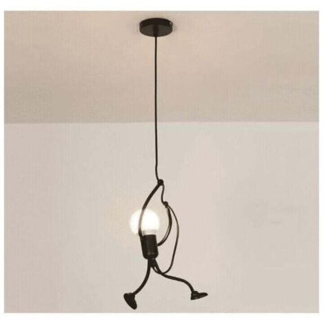 Suspension Créatif - Moderne - Fer - Gens Dessin animé - Conception - Lampe suspendue pour Des Enfants - Chambre - Chevet - Salon - Grenier - Noir (1/4)