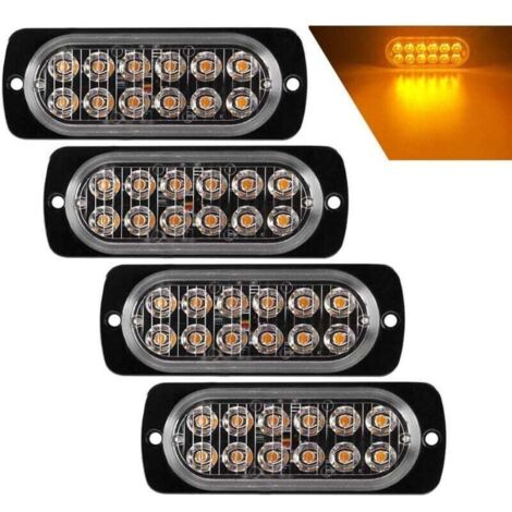 Feux stroboscopiques d'urgence ultra-minces Ulisempcs 12 LED, feux clignotants d'urgence ambrés, feux clignotants universels pour voitures, véhicules et camions 12-24 V (1/4)