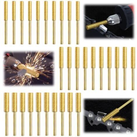 30 Piezas Gabarit Affutage Chaine de Tronconneuse, Diamant Affuteur Affuteuse de Chaine Tronçonneuse, Lime pour Chaine de Tronconneuse, 3 Tailles Différentes pour Tronçonneuse Affûter et Poncer (1/4)