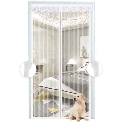 Moustiquaire Magnétique Blanche,Rideau en Maille, Porte Avec Totalement, se Ferme Seule Pour Balcon, Installation Facile, 70x210 CM (1/4)