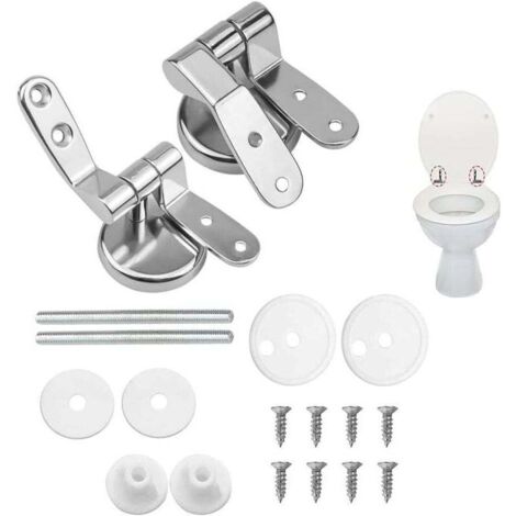 Attaches Charnière Abattant WC, Lot de 2 Charnières de Rechange pour Lunette de Toilette avec Fixations en Alliage,charniere abattant wc (1/4)