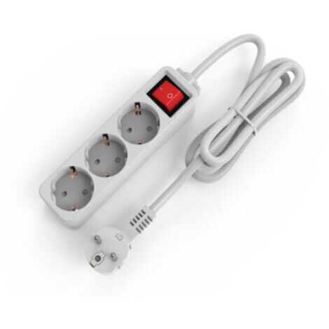 Multiprises 3 Prises Extension D'alimentation de 3G1.0m㎡ 1.5 Mètre Câble et Interrupteur et Sécurité Enfant Blanc Prise de Type Prise européenne (1/3)