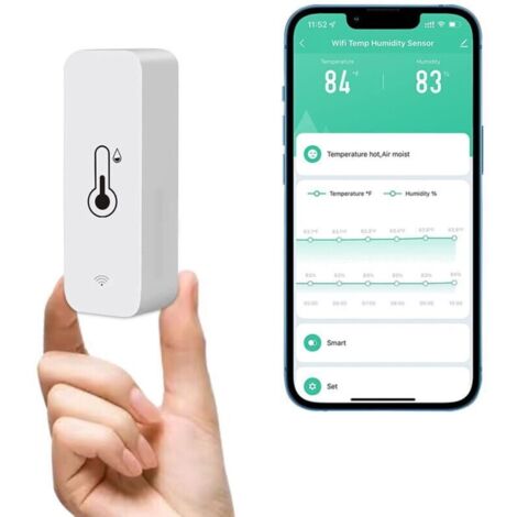 WiFi Thermometer Hygrometer Sensor, Wireless Temperature and Humidity Monitor for Home, Real-time Remote Monitoring, Smart Thermohygrometer with Data Storage (1/4)
