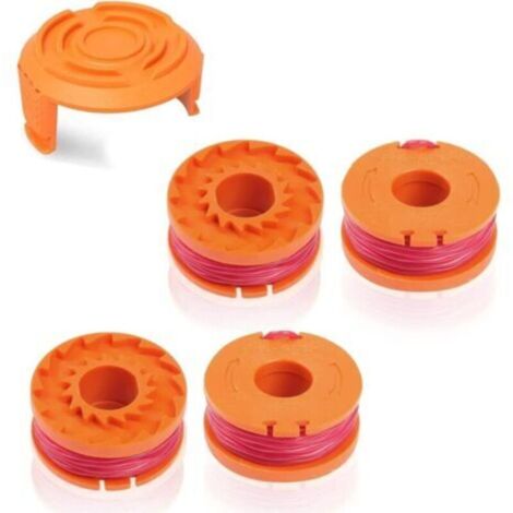 Bobine de rechange pour tondeuse à gazon WORX WA0010/WA6531, compatible avec Worx WA0010, capuchon d'alimentation pour cordon de désherbeur automatique, cordon de tondeuse à gazon sans fil, lot de 4 + (1/5)