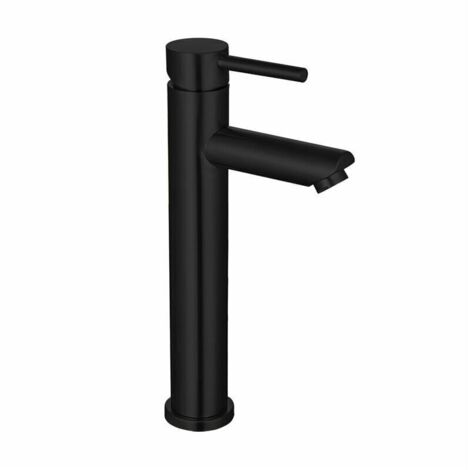 Haut Robinet de Salle de Bain,Acier Inoxydable Mitigeur Lavabo Robinet Noir Mat Monocommande,Eau Chaude et Froide Disponible,Robinetterie Design Elégant (1/4)