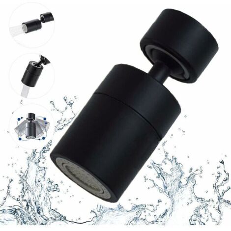 Aérateur de robinet Aérateur de robinet rotatif à 360 degrés - Adaptateur 2 modes filetage interne 22 mm Guazhuni (noir) (1/5)