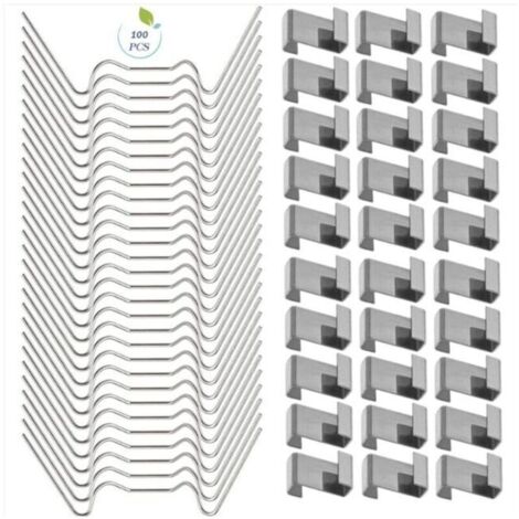 100 PCS Clips de serre pour verre, Clips de fenêtre de serre en acier inoxydable Accessoire pour serre(50 PCS 304 Clips de fil en acier inoxydable W, 50 PCS de chevauchement en acier inoxydable (1/4)
