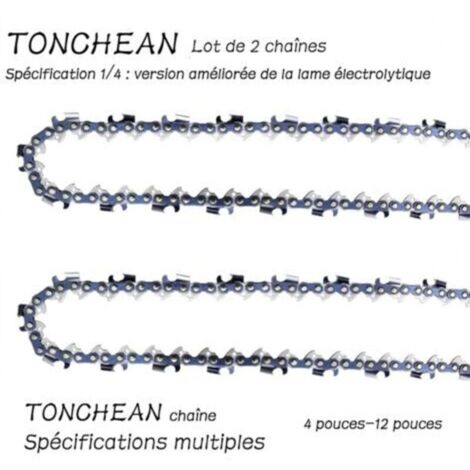 Guide et chaîne pour tronçonneuse,Lot de 2 chaînes de tronçonneuse Faible Rebond 1/4 28 maillons pour tronçonneuse (4pouces)Lame à 14 sections——Lame galvanisée améliorée (1/5)