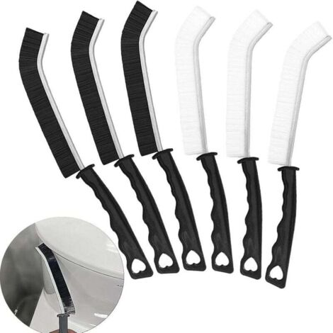 6 Pièces Brosse De Nettoyage des Interstices, Brosse Joint Carrelage Brosse, Multifonction Brosse Nettoyage avec Poignée pour Porte Fenêtre Salle de Bain Cuisine Anti Rouille (3 Noir + 3 Blanc) (1/4)