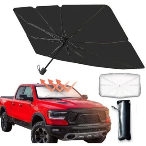 Pare- de pare-brise avant de voiture et parapluie d'isolation thermique, pliable, protection UV et thermique, adapté à la plupart des camions SUV MPV (1/4)