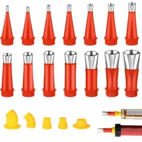 Acier Inoxydable Calfeutrage Buse Applicateur, 19PCS d'outils de Buse en Caoutchouc Intégré Universel, Buse de Pistolet à Calfeutrer Outil de Calfeutrage pour Cuisine, Salle de Bain (1/5)