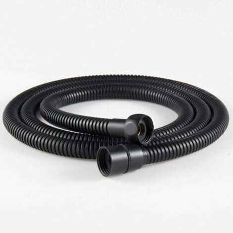 Tuyau de douche flexible en acier inoxydable 1 pièce 1,5 m, raccords en laiton, tuyau de pommeau de douche anti-torsion, tuyau de douche flexible - noir (1/5)