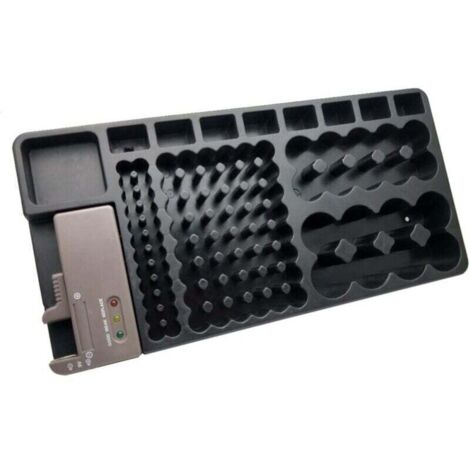 Boîte de Rangement Pour Piles - Capacité 98 Piles AA, AAA, 9V, C, D et Piles Bouton - Organisateur de Piles - Accrochable au Mur ou Tiroir - Avec Testeur de Piles Intégré - 35 x 17 CM - Noir (1/4)