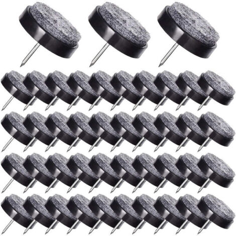 50 Pcs Patin Chaise a Clouer 24mm Noir Tampon Chaise en Feutre pour Protéger Pieds des Meubles (1/4)