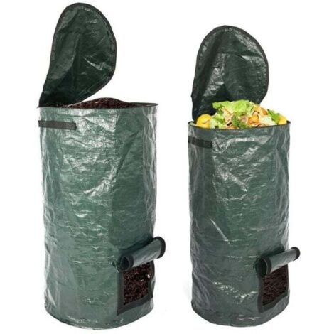 Lot de 2 sacs à compost organique 15 et 34 gallons, réutilisables en PE, pour cuisine et jardin (1/4)