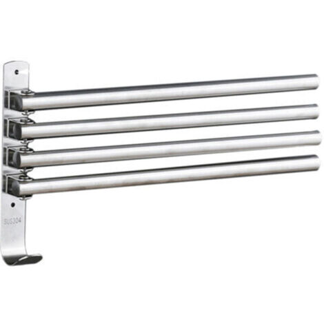 Porte-Serviettes avec 4 Barres 180°Rotatives en Acier Inoxydable SUS304 Porte Serviette Murale Sèche-Serviettes pour Salle de Bain Cuisine Lavabo- Argent (1/4)