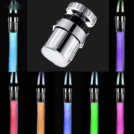 Robinet d'évier de cuisine à LED Ulisem, 7 couleurs, changement automatique, rotation à 360 degrés, robinet d'évier de salle de bain (7 couleurs - 1 paquet - 360°) (1/4)