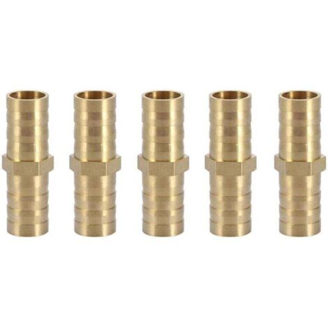 Raccord droit en laiton Ulisem, adaptateur de tuyau bidirectionnel, raccord de tuyau, connecteur de tuyau 10 mm (10 mm, 5 pièces) (1/4)