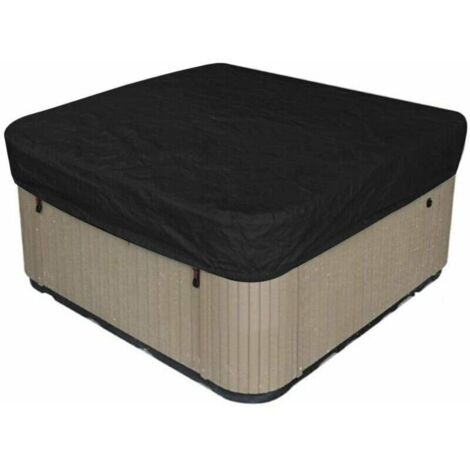 Couverture de piscine carrée, pare-soleil de piscine, ourlet élastique avec cordon de serrage, couverture de spa imperméable, couverture de protection de piscine extérieure, noir, 218 (1/5)