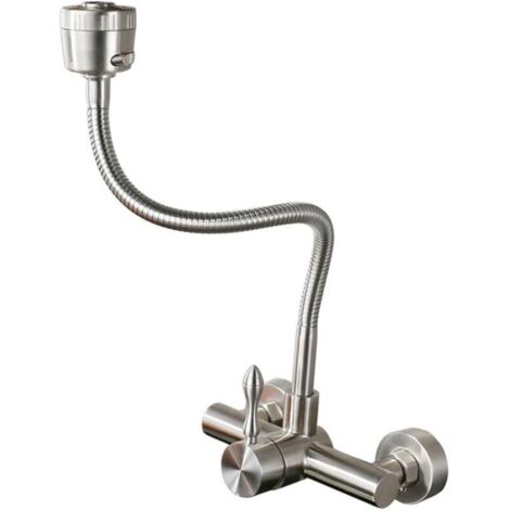 Robinet de cuisine en acier inoxydable 304 pour montage mural Robinet de cuisine 360° avec bec flexible (montage mural) (1/5)