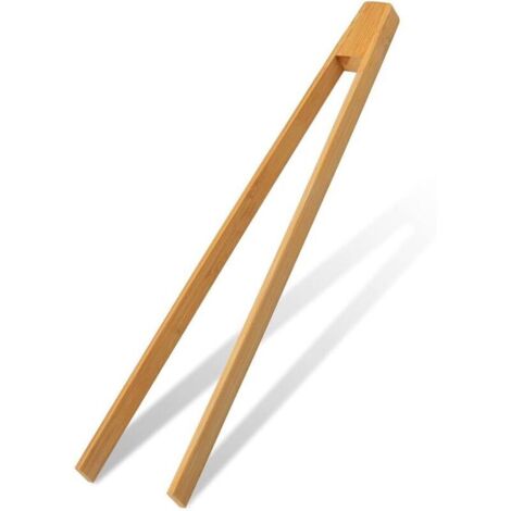 Pince de cuisine en bambou, 30 cm, pince à grille-pain antiadhésive écologique pour la cuisson de toasts, de pain, de buffet de barbecue (1/5)