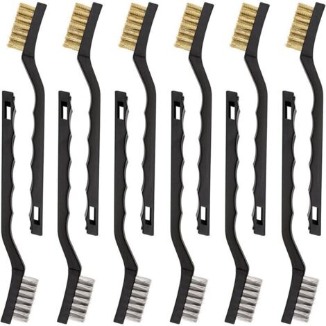 Lot de 12 mini brosses métalliques en acier inoxydable et laiton Ulisem (1/4)