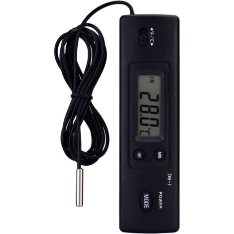 Thermometer LCD Digital Temperature Meter Humidity Measurement Wired Probe Sensor for Refrigerator Aquarium Air Conditioner (Black)