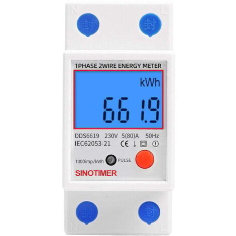 Sous compteur électrique monophasé, certifié MID, 45A max modulaire, Simple tarif, Affichage LCD. (1/4)