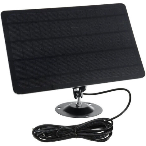 Panneau solaire micro USB 10 W 5 V 2000 mAh, rotation à 360 degrés, étanche, montage mural, panneau solaire en silicium monocristallin pour caméra USB, noir (1/5)