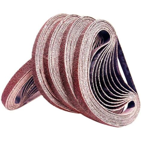 Bande abrasive 10x330mm.Bande abrasive de polissage d'alumine, métal,du bois 6x40/80/120/180/320Ensemble de Bandes Abrasives,pour ponceuses à bande(30 pièces) (1/4)