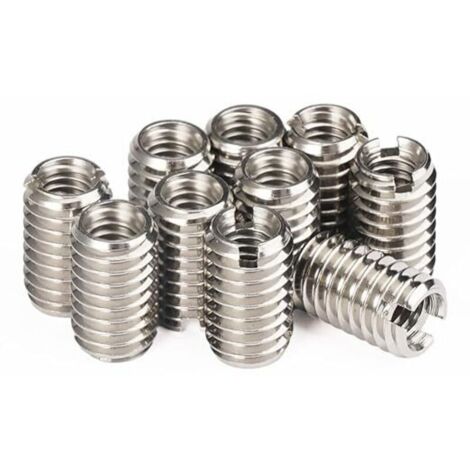 10 Pièces Insert Fileté Metal, Insert Fileté Autotaraudant Filetage Femelle M4 X 0.7mm Filetage Mâle M6 X 1mm Longueur 10mm Inserts Filetés pour Équipement Mécanique De Turbine À Vapeur (1/4)