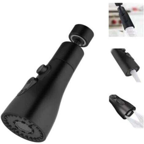 Embout Robinet Cuisine Rotatif 3 Modes Douchette Evier Cuisine Robinet avec Adaptateur Tête Douchette Evier Cuisine pour FM22 Robinet,Embout Robinet Cuisine (Noir) (1/5)
