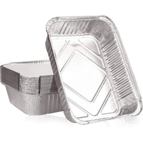 20 Pièces 1000ml Barquette Aluminium avec Couvercle Plat Aluminium Jetable Grands Boite Aluminium Alimentaire Plateaux Moule Aluminium pour Barbecue Cuisiner Cuisson Congélation (22x16x5cm) (1/5)