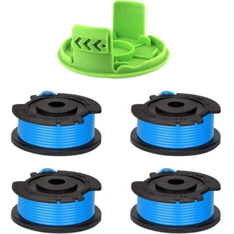Greenworks G24LT Bobine de fil de débroussailleuse 4,9 m de long 1,65 mm de diamètre pour débroussailleuse Greenworks 24 V G24LTK2 G24LT30M G24LT30MK2 (4 bobines + 1 capuchon) H764 (1/5)