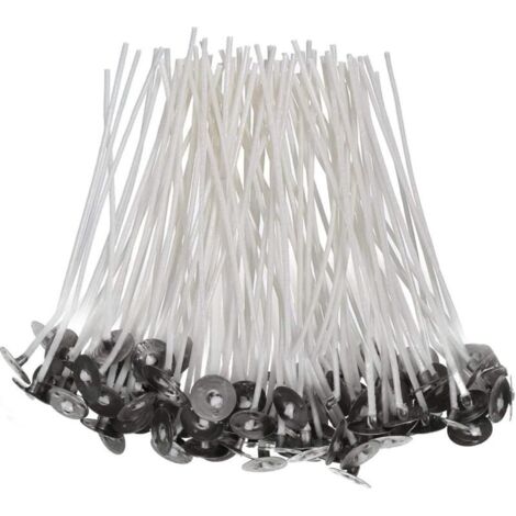 Lot de 200 mèches de bougie pré-cirées de 15 cm, mèches de bougie naturelles pour la fabrication de bougies (1/5)