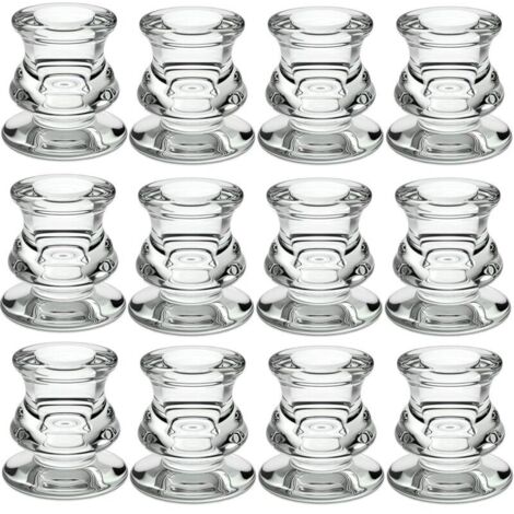 Lot de 12 bougeoirs en verre transparent pour mariage, rendez-vous, décoration d'intérieur H148 (1/5)