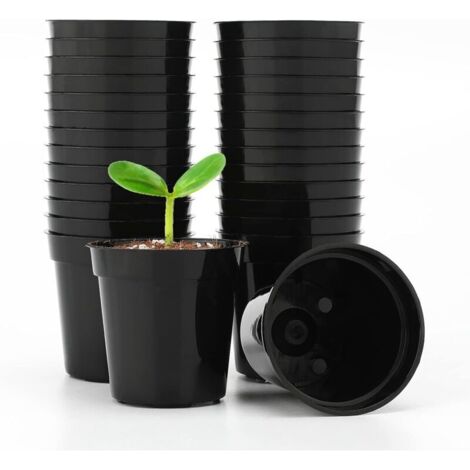 50 Pièces Petits Pots pour Semis,Mini Rond Brillant Pot Plante de semis,pour Semis de Petites Plantes,Noir H243 (1/5)