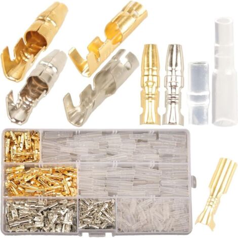 400PCS 3.9mm Laiton Bullet Connecteurs Kit Mâle et Femelle avec Manchon Isolant, connecteur electrique moto automobile cosse electrique moto a sertir, bullet terminal cosse ronde cosses à sertir (1/5)