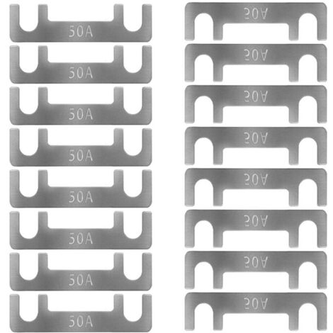 Bande de Fusible Plat Fusible de Voiture Fusibles Plats pour Auto 16pcs Lame de Fusibles pour Auto/Truck/RV/Camion/Moto (50A) (1/5)