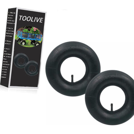 Lot de 2 chambres à air 4.10/3.50-4 avec valve droite TR-13 - Compatible avec diables, chariots, chariots de jardin et tondeuses à gazon (1/5)