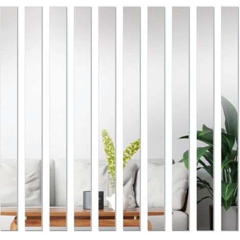 Lot de 10 autocollants muraux en acrylique à rayures longues et amovibles pour décoration de maison, salon, chambre à coucher, 50 cm H597 (1/5)
