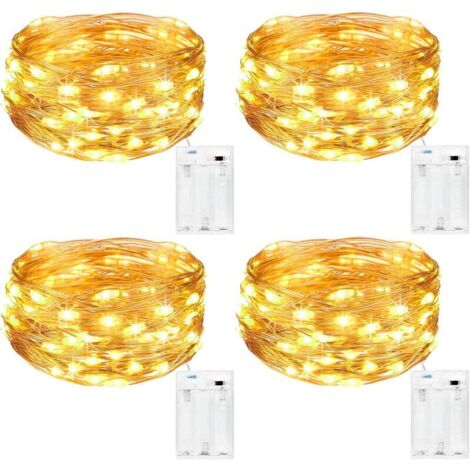 Guirlande Lumineuse [Lot de 4], Mini Guirlande LED a Pile 5m 50 LEDs Intérieur et Extérieur Décoration Lumière pour Chambre Noël Mariage Soirée Maison Jardin (Blanc Chaud) (1/5)