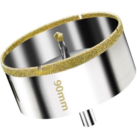 Scie Cloche Diamantée 90 mm avec Foret Guidage de Centrage, Scie Cloche Carrelage avec revêtement diamant, Foret trépan Diamant pour verre, carrelage, céramique, marbre, granit (1/5)