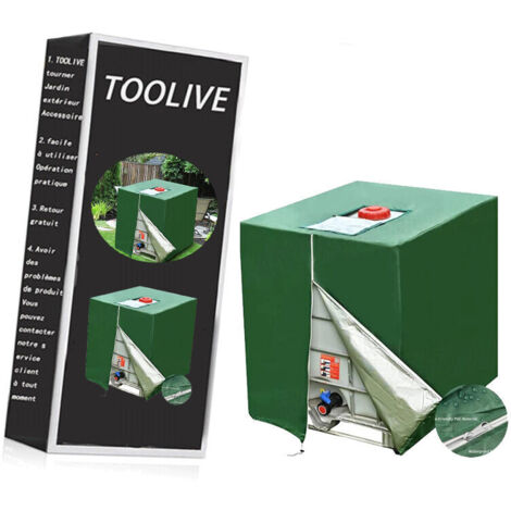 Bache pour Cuve 1000 l, Bâche de Protection Solaire pour réservoir d'eau de Pluie IBC, Anti-poussière Anti-UV, Housse de Protection, bâche de Protection vert (116 x 100 x 120 cm) (1/5)