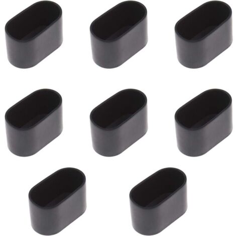 Lot de 8 embouts ovales pour pieds de table et chaises, revêtement en caoutchouc souple anti-rayures 40 x 20 mm (noir) (1/5)