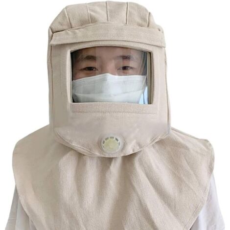 Visière de protection,Masque de protection contre le vent et le sable Masque de capuchon de tête de pulvérisation de peinture de sablage anti-poussière anti-éclaboussures Visière de protection (1/5)